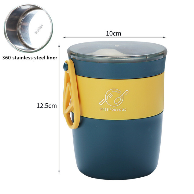 Portable Thermos Stainless Steel Food Storage Box With Cutlery Breakfast Lunch Box Leak-Proof Lunch Soup Cup