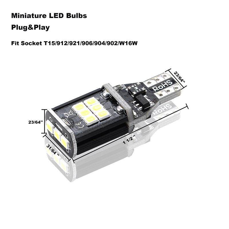 2PCS Extremely Bright SMD2835 912 921 W16W T15 Canbus Error Free Led Bulbs for Car LED Backup Reverse Light,6000K Xenon White