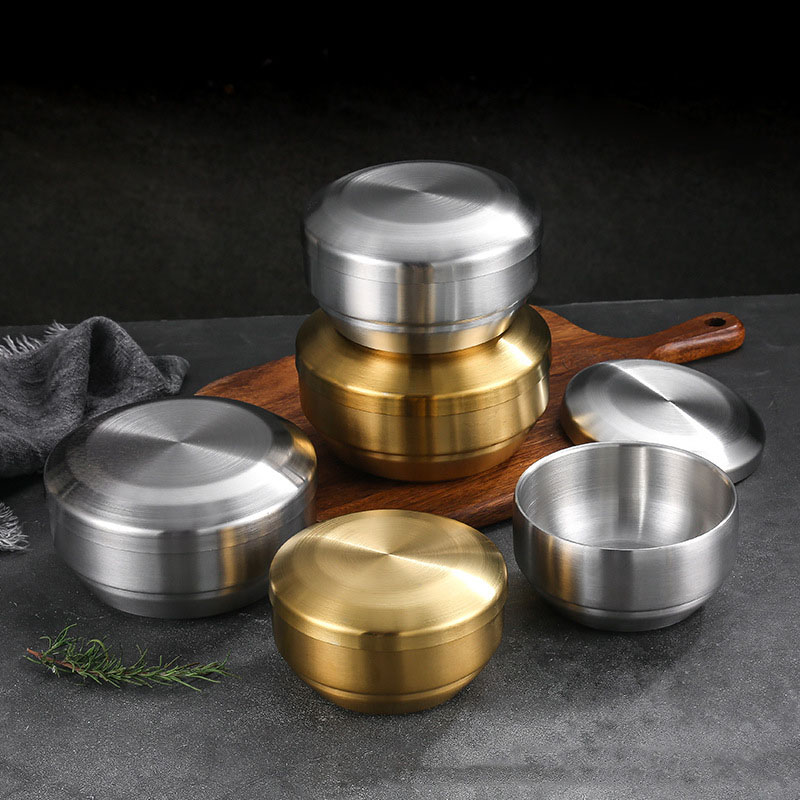 304 Stainless Steel Double Rice Bowl Soup Bowl Steamed Rice Bowl Anti-Scalding Child Small Bowl Cuisine