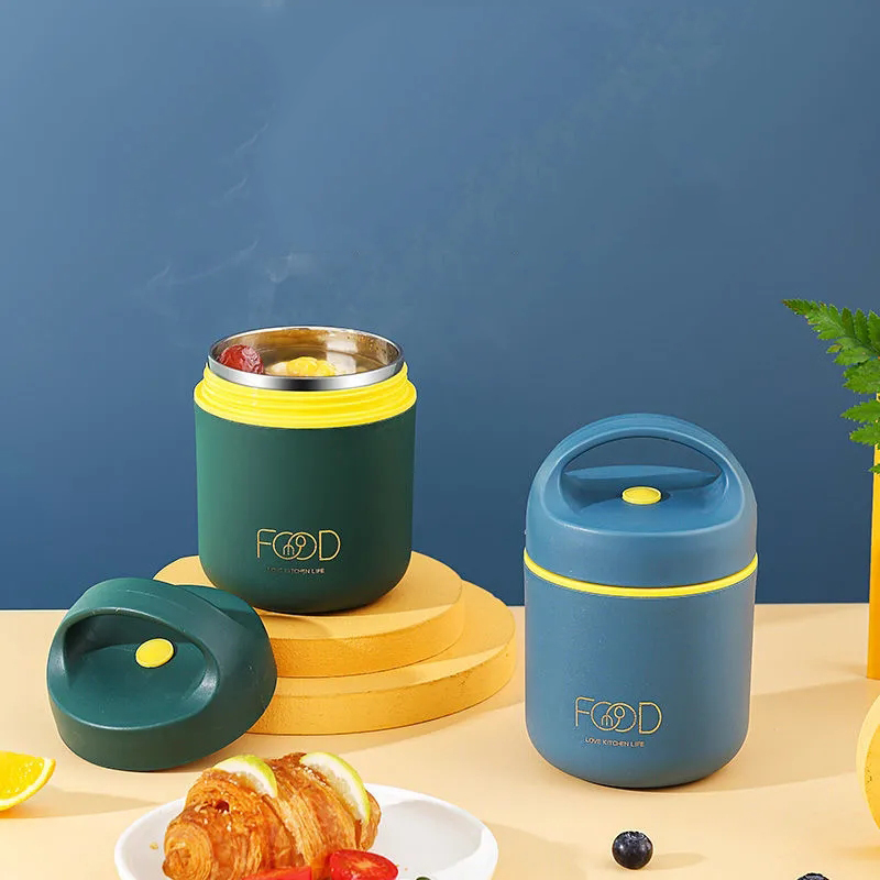 Portable Soup Thermal Jar 304 Stainless Steel Breakfast Food Double Insulated Lunch Box Picnic School Office Soup Cup Thermos