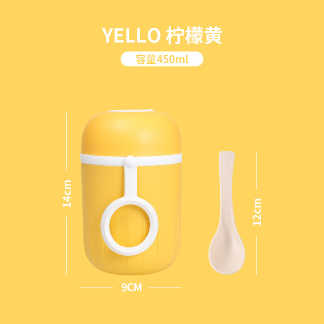 Portable Insulated Breakfast Cup Student Soup Cup Microwavable Mini Breakfast Cup with lid Spoon Breakfast Cup