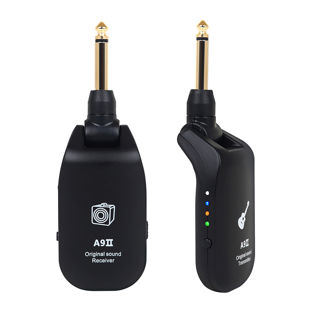 UHF Wireless Guitar System Electric Guitar Transmitter Receiver 4 Channels 6.35 to 3.5 MM Connector Converter Adapter