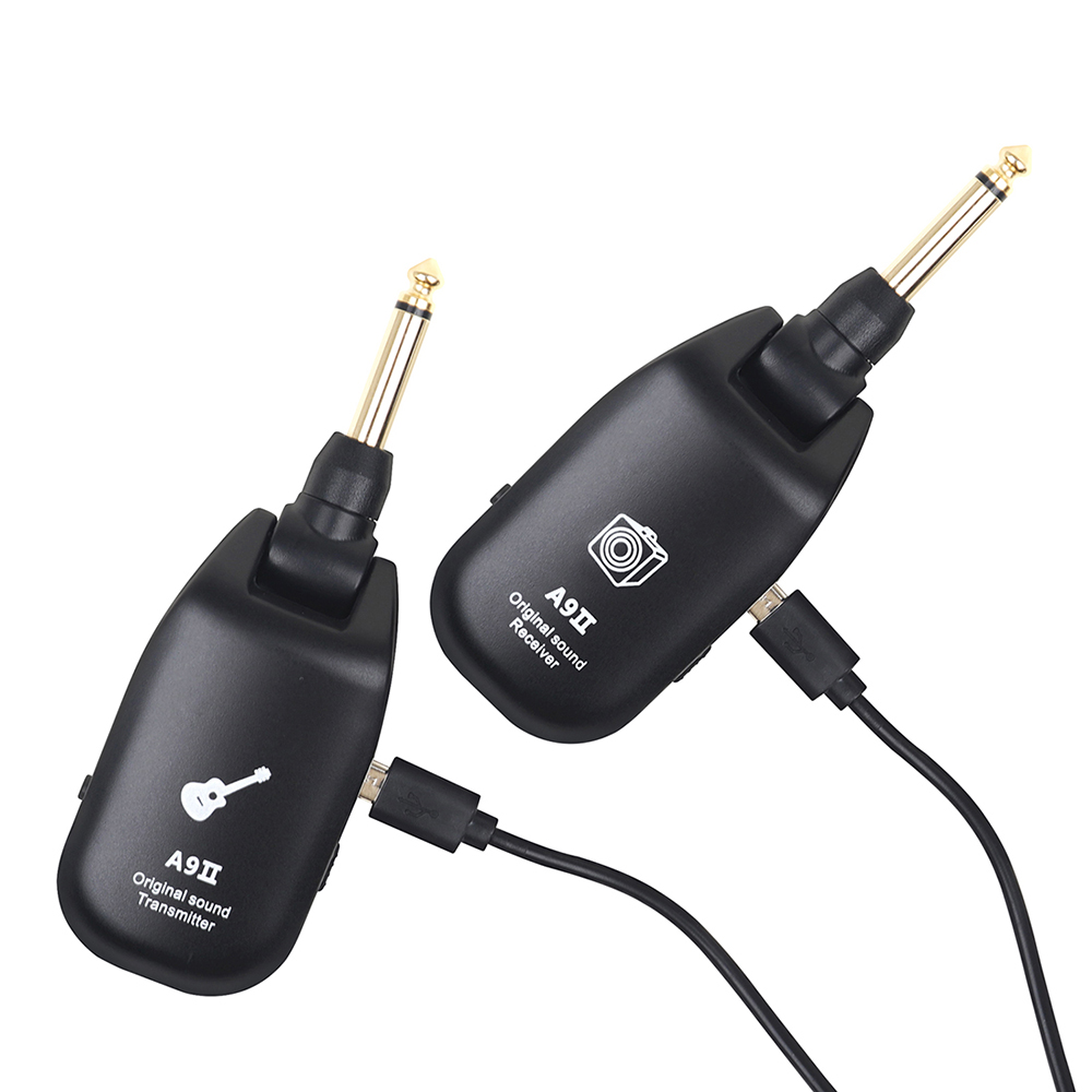 UHF Wireless Guitar System Electric Guitar Transmitter Receiver 4 Channels 6.35 to 3.5 MM Connector Converter Adapter