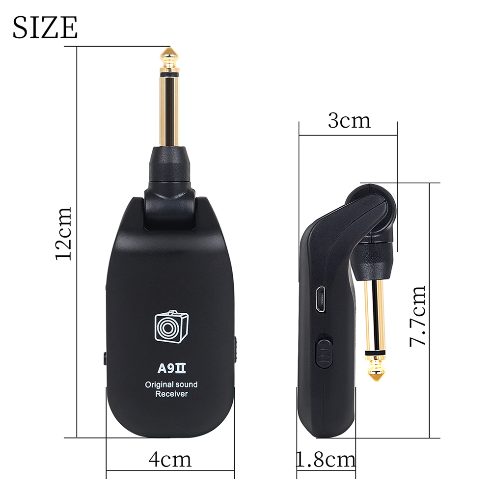 UHF Wireless Guitar System Electric Guitar Transmitter Receiver 4 Channels 6.35 to 3.5 MM Connector Converter Adapter