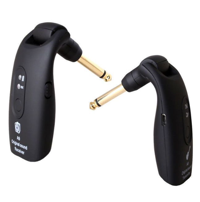 Guitar Bass Wireless System Transmitter Receiver Rechargeable 2.4GHZ 4 Channels