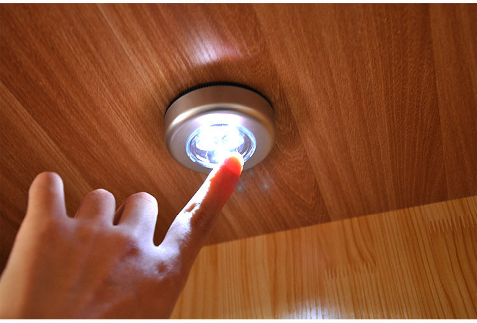 1pc Under Cabinet Lights 3LEDs Battery Powered Led Night Light With Stick Touch Sensor For Kitchen Bookcase Closet Home Lamp