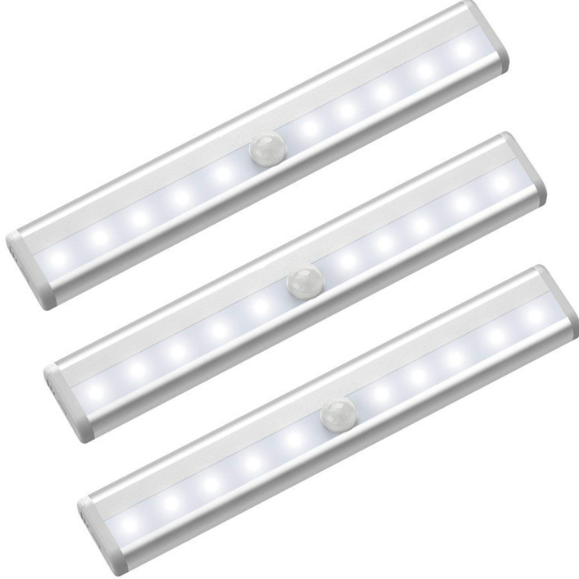 1PC 10 LEDs USB Rechargeable Under Cabinet Light Portable Wireless Kitchen Night Lights with Motion Sensor Magnetic Stick Night Lamp