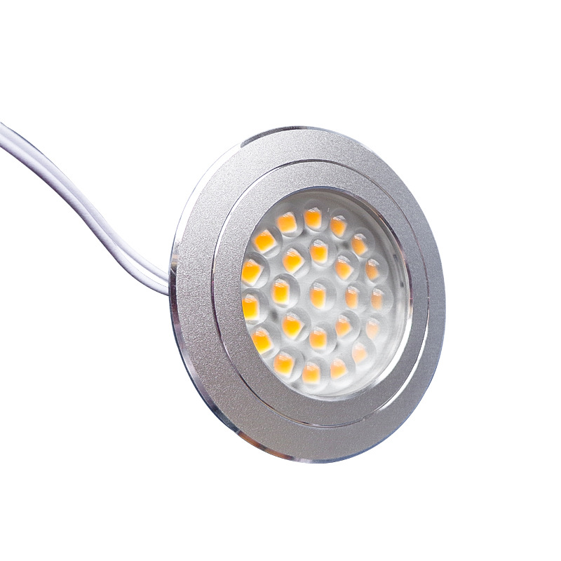 1pc Embedded Dimmable 24 LED Under Cabinet Lighting Aluminum DC12V Ceiling light LED Puck Lights For Kitchen Counter Cupboard