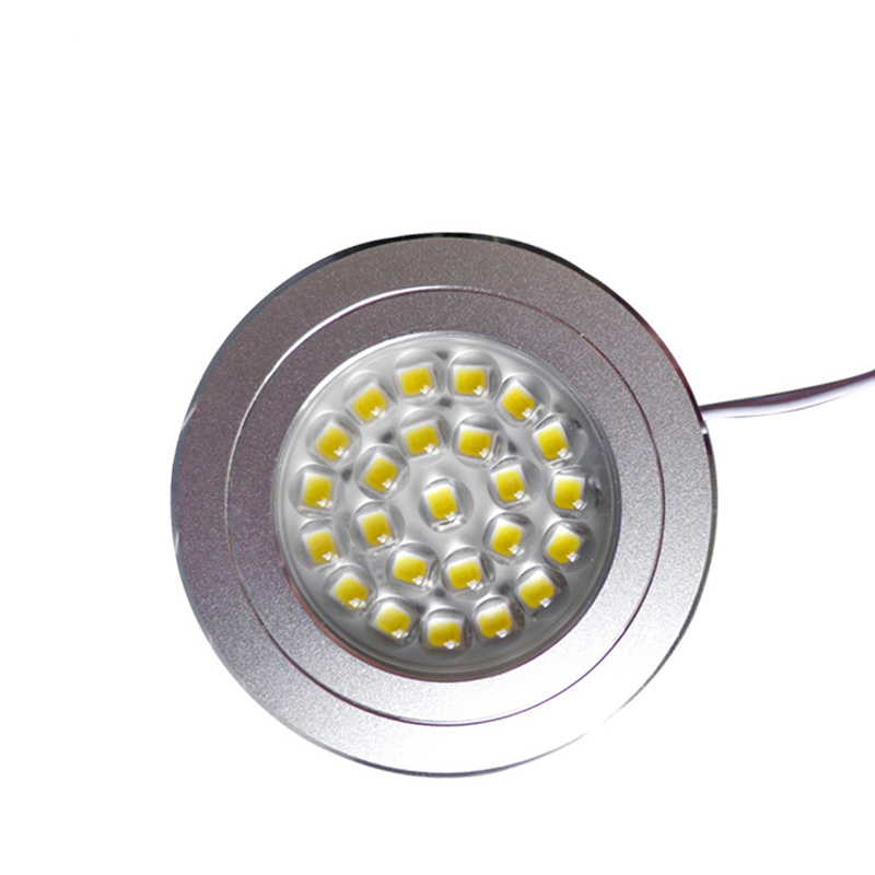 1pc Embedded Dimmable 24 LED Under Cabinet Lighting Aluminum DC12V Ceiling light LED Puck Lights For Kitchen Counter Cupboard