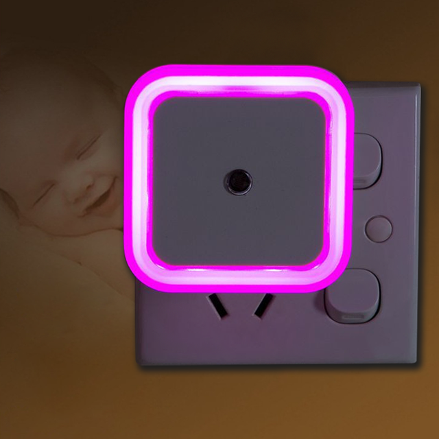 1pc Mini LED Night Light EU Plug-in Dusk to Dawn Sensor Wall Nights Lamp Square for Bedroom Hallway Stairs Corridor