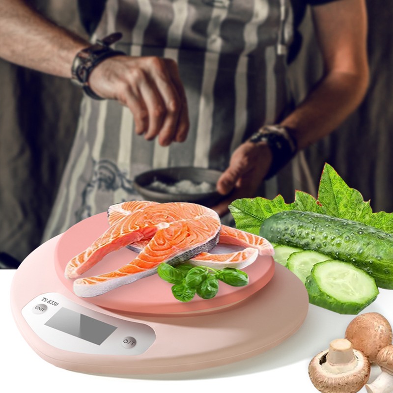 5kg/1g Portable Heart Shape Digital Food Scale LED Electronic Scales Food Measuring Weight Kitchen Electronic Food Scales Tools