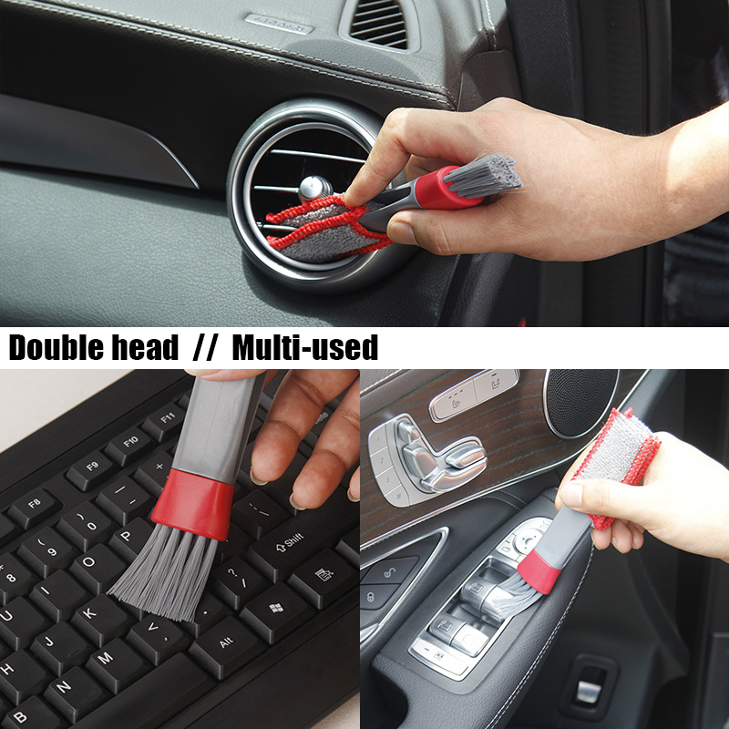 Double Head Brushes for Car Air Vent Brush Conditioner Grille Duster Wipe Auto Detailing Cleaner Car Interior Cleaning Tools