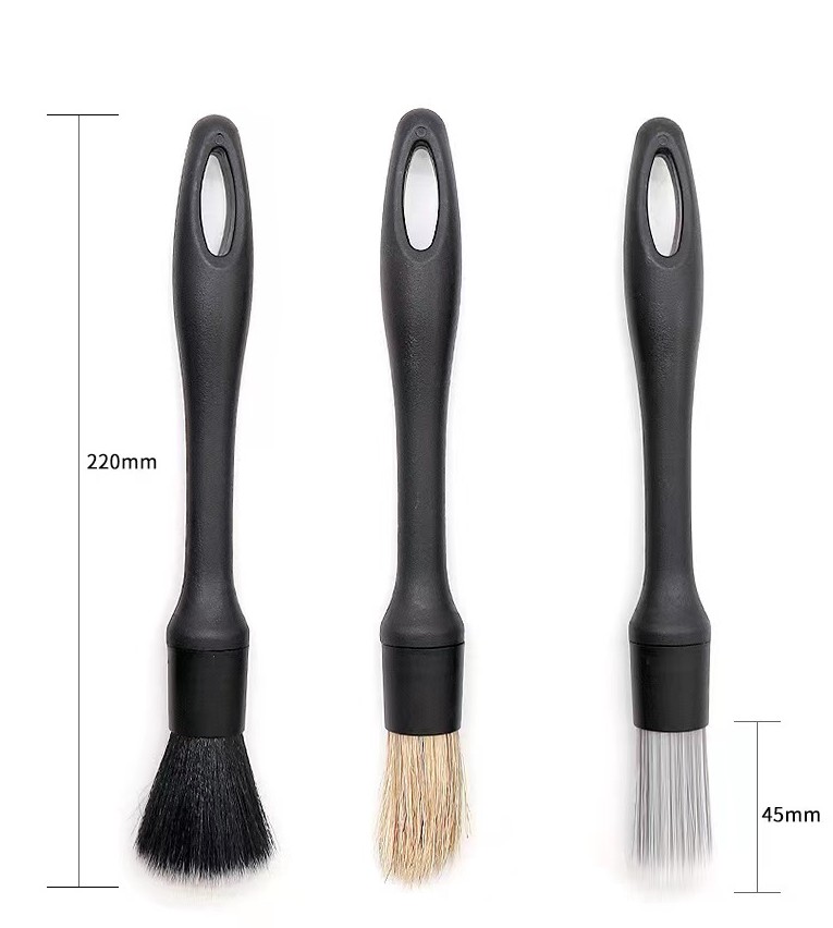 Natural Boar Hair Detail Brush Car Cleaning Detailing Set Automotive Detailing For Car Cleaning Dirt Dust Clean Brush(3PCS/box)