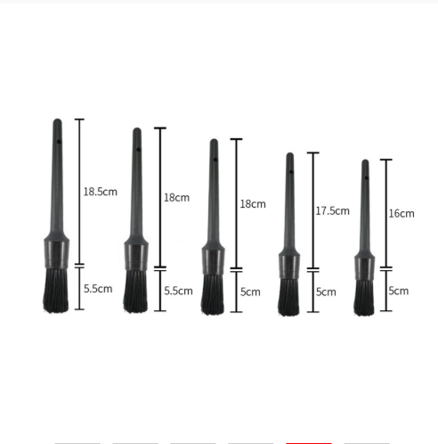 Black Car Detail Cleaning Brush Car Detailing Brush Set 5 Different Sizes for Cleaning Car Interior Air Vent Automotive Brushes Kit