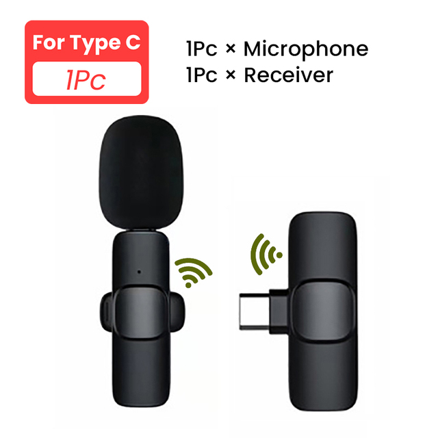 Wireless Lavalier Microphone Portable Audio Video Recording Mini Mic Chargeable Live Broadcast Gaming Phone For IPhone Android