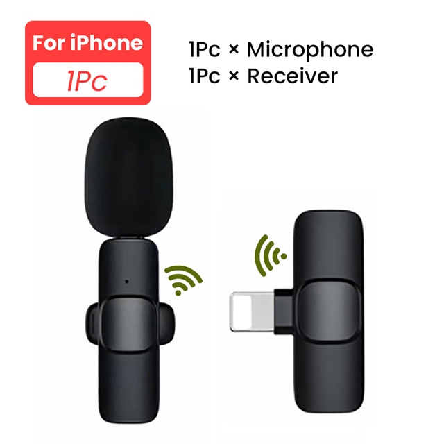 Wireless Lavalier Microphone Portable Audio Video Recording Mini Mic Chargeable Live Broadcast Gaming Phone For IPhone Android