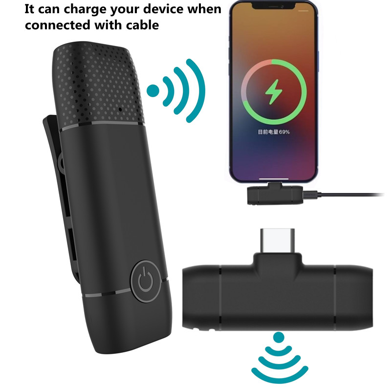 Wireless Lavalier Microphone Portable Audio Video Recording Mini Collar Clip Mic To Phone Live Broadcast Gaming