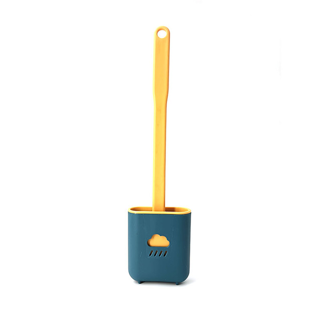Silicone Toilet Brush Wc cleaner toilet brush with holder Flat Head Flexible Soft Bristles Brush Bathroom Accessory Gap Cleaning
