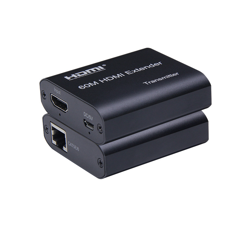 1 Pair HDMI-compatible to RJ45 Extension Transmitter Receiver Adapter 4K HD 60M Extender Over Ethernet CAT 5E/6 for PS4 HDTV PC