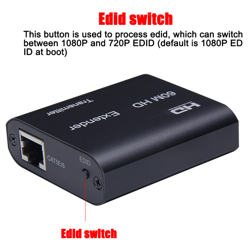 1 Pair HDMI-compatible to RJ45 Extension Transmitter Receiver Adapter 4K HD 60M Extender Over Ethernet CAT 5E/6 for PS4 HDTV PC