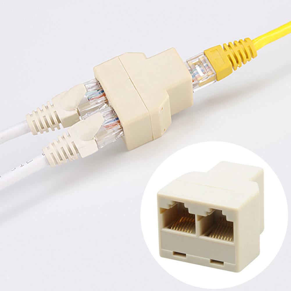 RJ45 Splitter Adapter 1 to 2 Dual Female Port CAT5/6 LAN Ethernet Sockt Network Connections Splitter Adapter P15 Adapter White