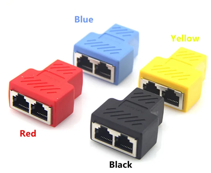 1 To 2 Ways RJ45 Ethernet LAN Network Splitter Double Adapter Ports Coupler Connector Extender Adapter Plug Connector Adapter