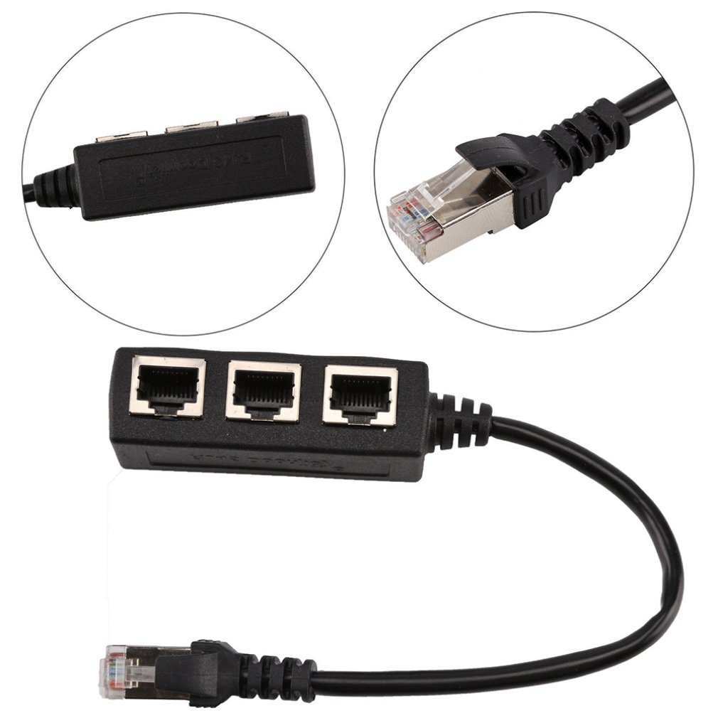 Professional Long RJ45 1 To 3 Ethernet LAN Network Cable Splitter Extender Adapter Connector RF Cable
