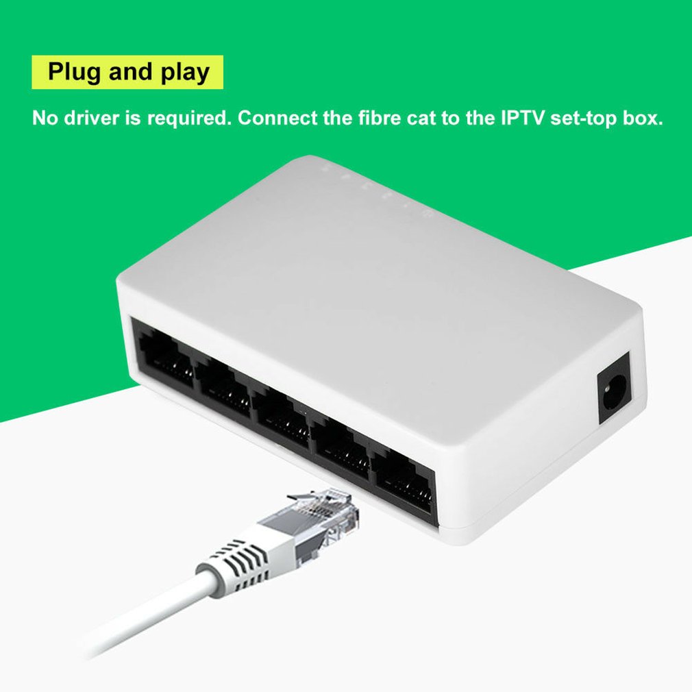 Desktop Switch Switcher Rj45 Lan Splitter Hub 5-port Fast Ethernet 10/100mbps Network Switch