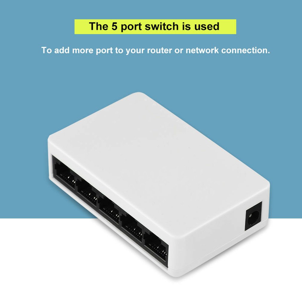 Desktop Switch Switcher Rj45 Lan Splitter Hub 5-port Fast Ethernet 10/100mbps Network Switch
