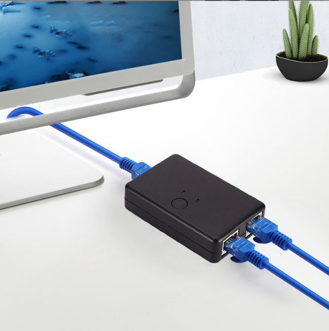 2 In 1 Out Network Switch Box Selector 2 Ports RJ45 CAT6 LAN HUB Ethernet Network Cable Splitter Connector Adapter For Laptop