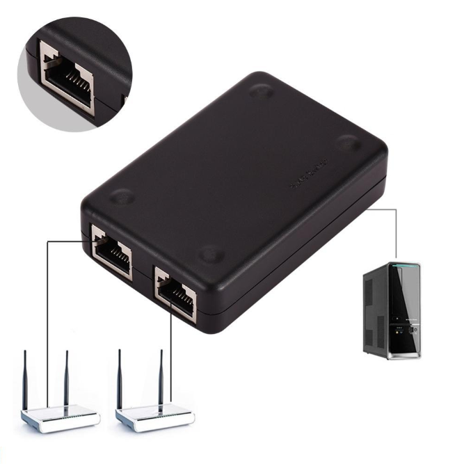 2 In 1 Out Network Switch Box Selector 2 Ports RJ45 CAT6 LAN HUB Ethernet Network Cable Splitter Connector Adapter For Laptop