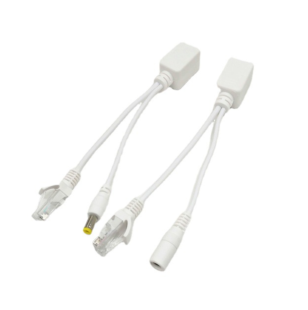 2Pcs RJ45 Power Over Ethernet LAN DC Male Passive PoE Adapter Injector Splitter Cable Kit IP Security Camera Switches