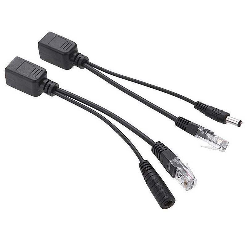 2Pcs RJ45 Power Over Ethernet LAN DC Male Passive PoE Adapter Injector Splitter Cable Kit IP Security Camera Switches