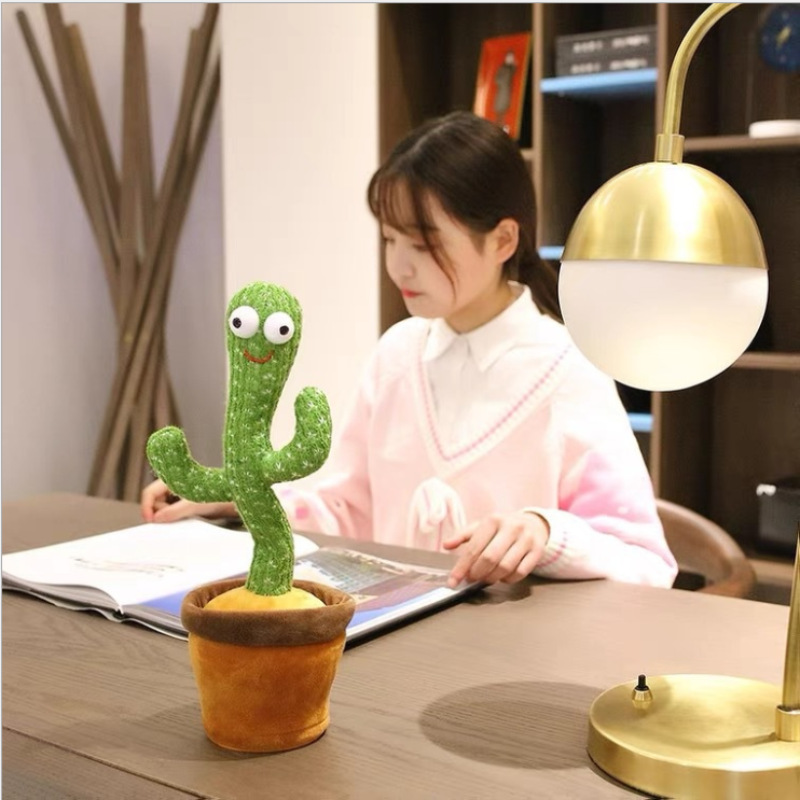 Cactus Plush Toy Electric Singing Dancing And Twisting Cactus Luminous Recording Learning To Speak Twisting Plush Toy