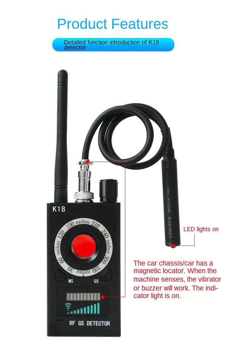 Explosive Signal Detector K18 Anti-candid Wireless Signal Detector Gps Detector Anti-tracking