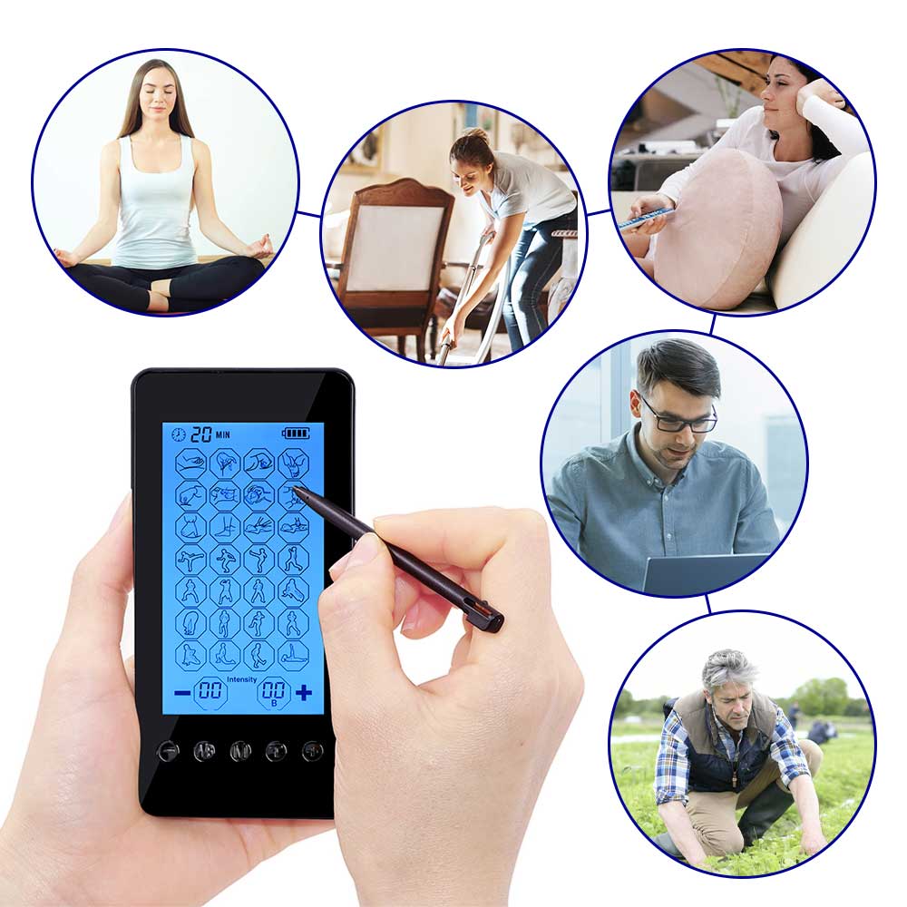 28 Modes Digital Electric Pulse Tens Machine Body Massager LCD Touch Screen Dual Output Massage EMS Therapy Stimulation Devices