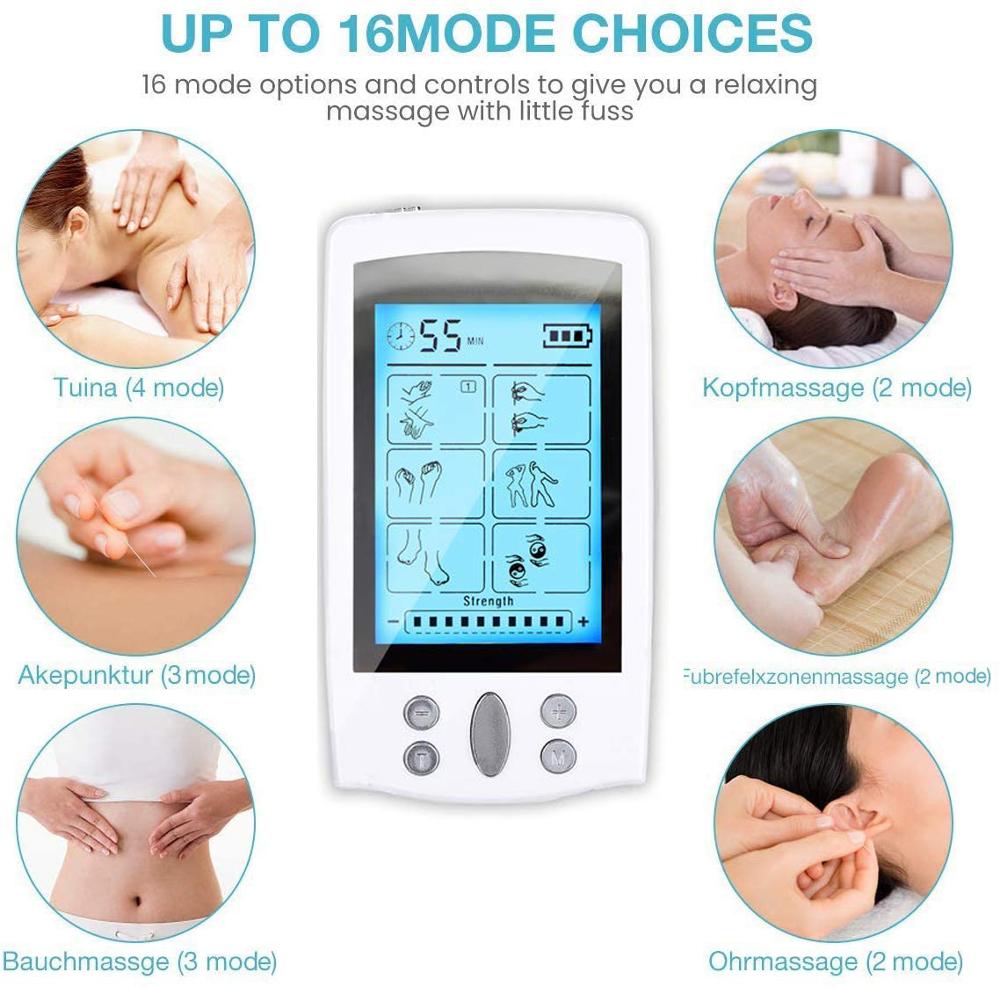 EMS TENS Body Massage Machine Electronic Pulse Massager Muscle Stimulator for Back Neck Stress Pain Relief Therapy Rechargeable