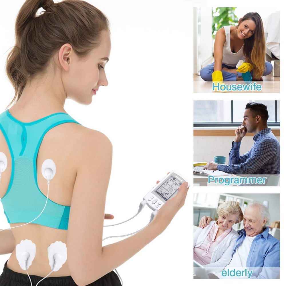 EMS TENS Body Massage Machine Electronic Pulse Massager Muscle Stimulator for Back Neck Stress Pain Relief Therapy Rechargeable