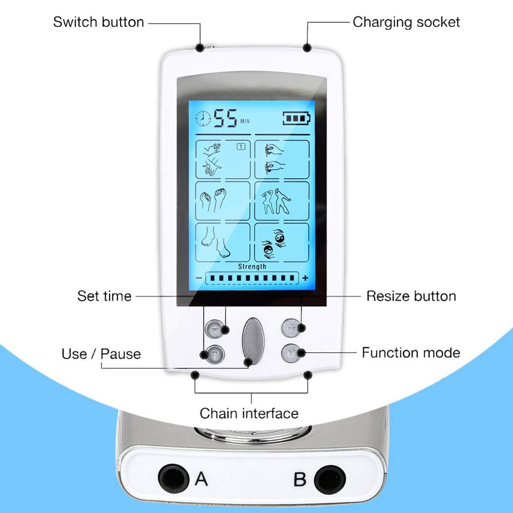 EMS TENS Body Massage Machine Electronic Pulse Massager Muscle Stimulator for Back Neck Stress Pain Relief Therapy Rechargeable