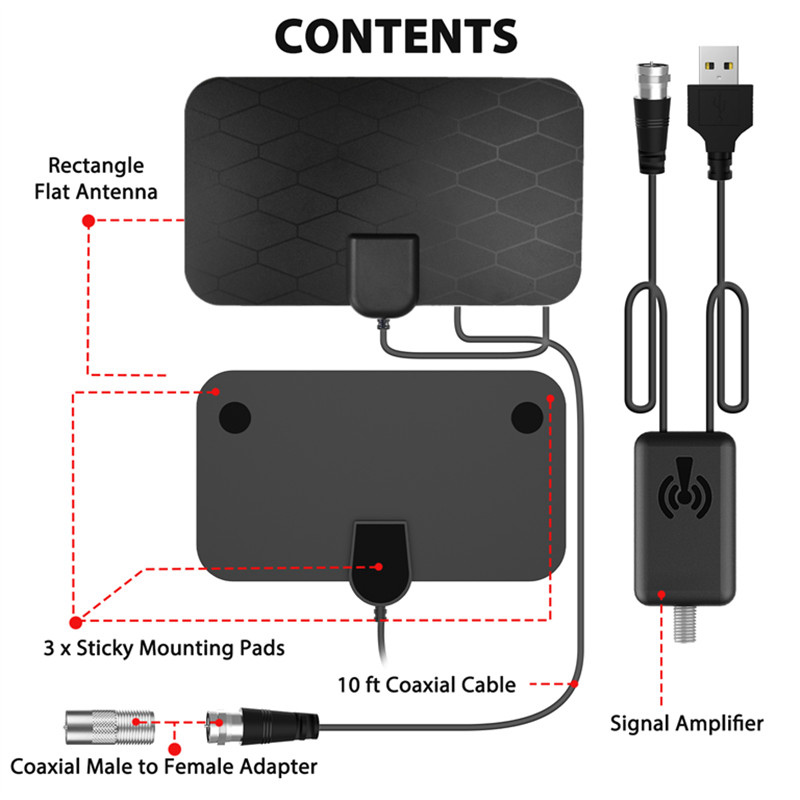 4K HDTV VHF UHF HEVC Digital TV Antenna Amplifier Indoor Aerial DVB T2 for tv Set-Top Box Tv box Booster Active USB DVB-T2 36dB