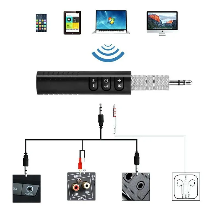 3.5mm jack Bluetooth Car Kit Hands free Music Audio Receiver Adapter Auto AUX Kit for Speaker Headphone Car Stereo Black