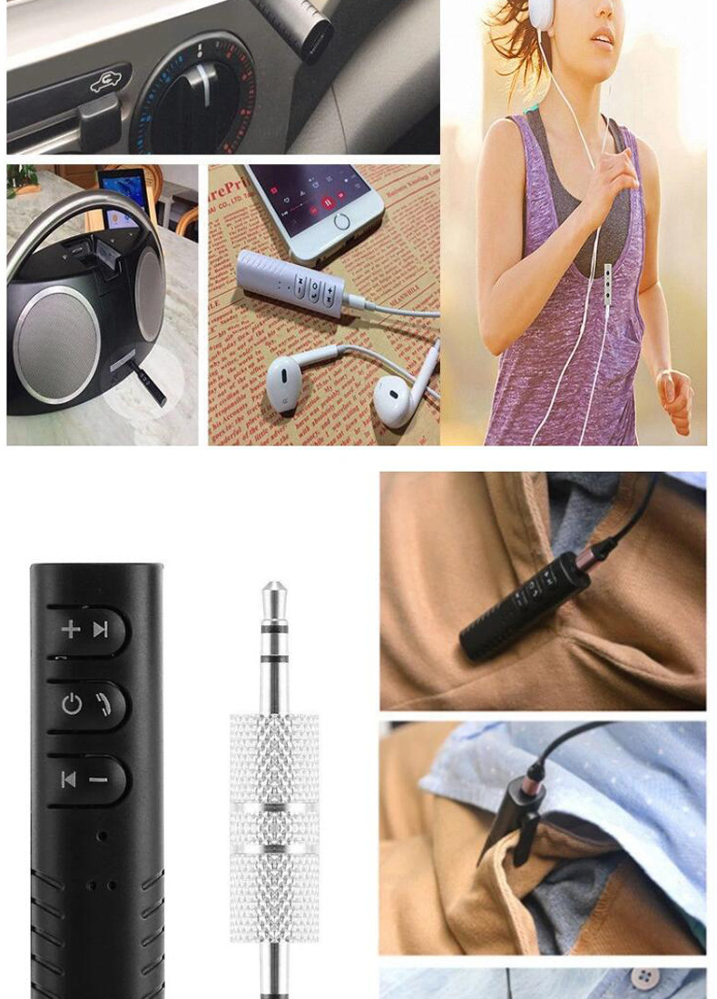 3.5mm jack Bluetooth Car Kit Hands free Music Audio Receiver Adapter Auto AUX Kit for Speaker Headphone Car Stereo Black