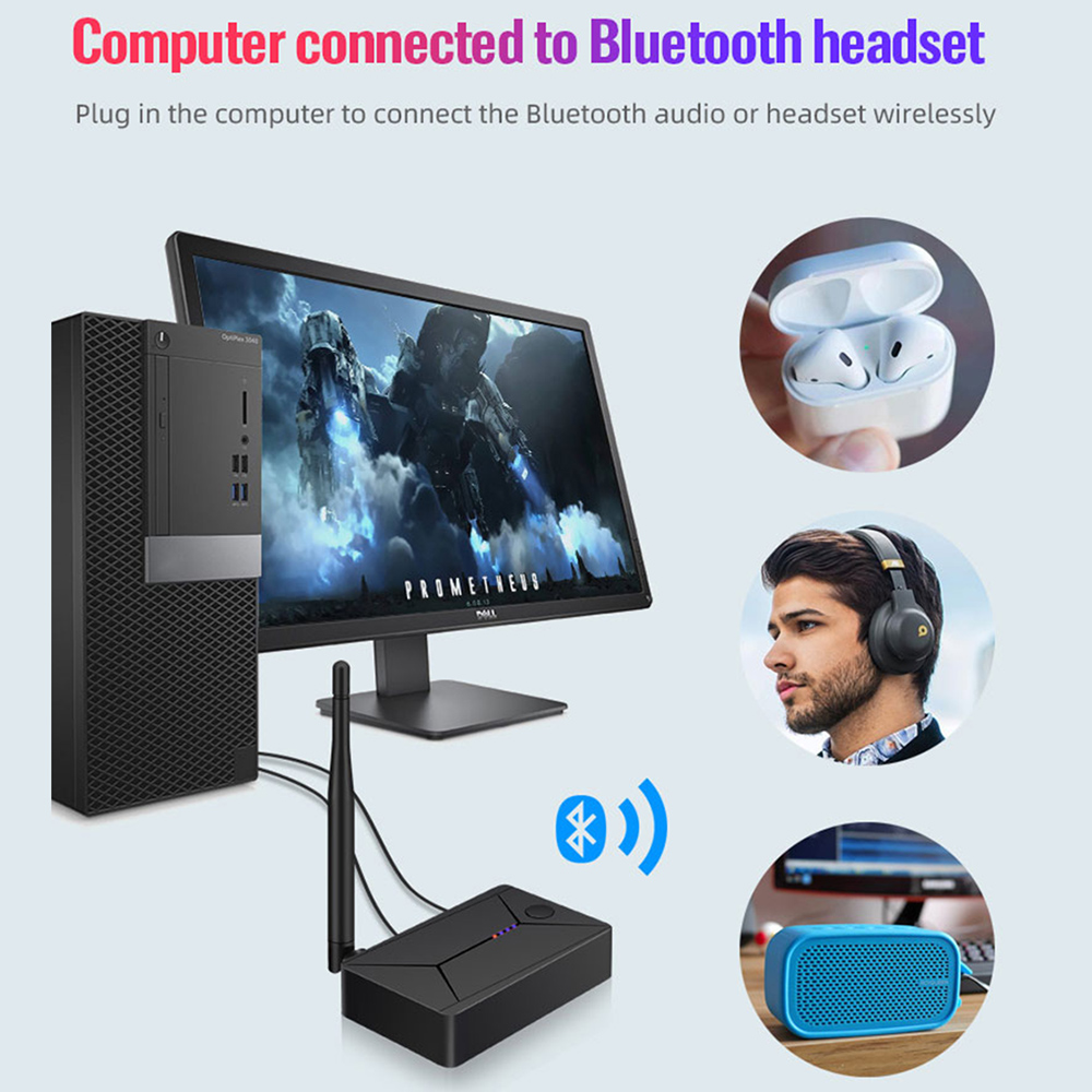 Bluetooth 5.0 Audio Transmitter USB Dongle 3.5mm RCA AUX Coaxial Optical Stereo Music Wireless Adapter For TV PC Speaker