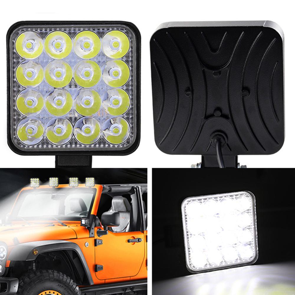 2Pcs 48W Square Bright LED Fog Lights Spotlight Work Light Car For SUV Truck Driving Lamp for Car Repairing Camping Hiking