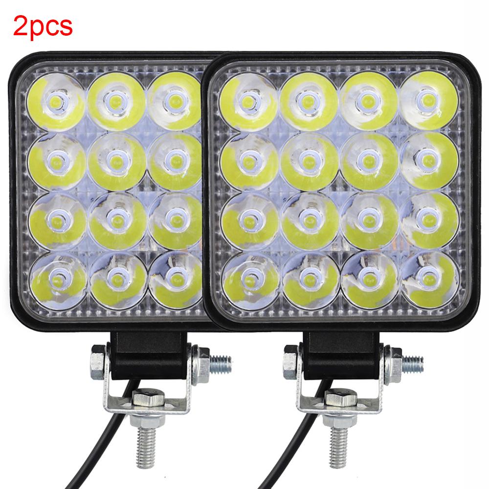 2Pcs 48W Square Bright LED Fog Lights Spotlight Work Light Car For SUV Truck Driving Lamp for Car Repairing Camping Hiking
