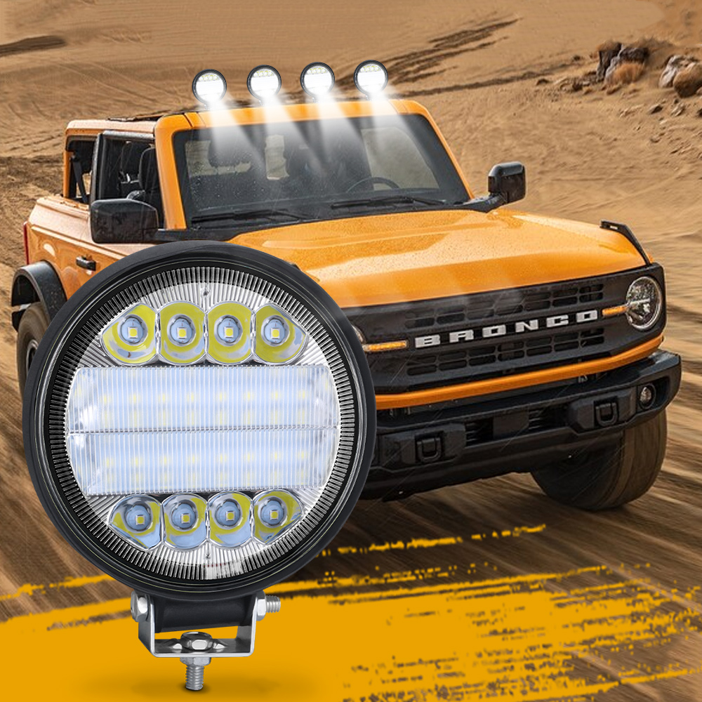 1pc Led Work Light Bar 72W 24 barra Round Spotlight DRL Car Light For led bar offroad SUV ATV Truck Excavator White Amber