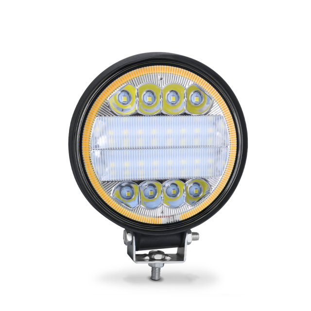 1pc Led Work Light Bar 72W 24 barra Round Spotlight DRL Car Light For led bar offroad SUV ATV Truck Excavator White Amber