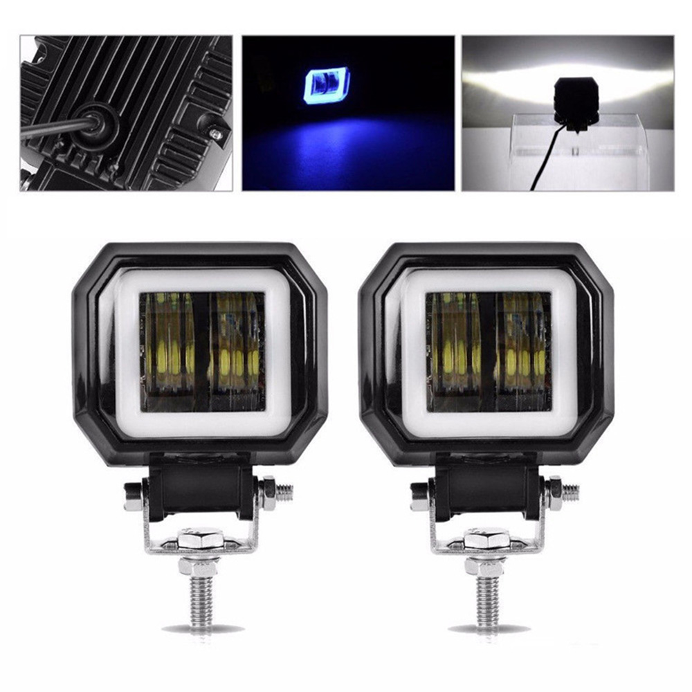 1pc 3Inch 12V 24V 6500K 40W Waterproof Square LED Portable Spotlights Angel Eyes Light Bar Offroad Car Boat led Work Light
