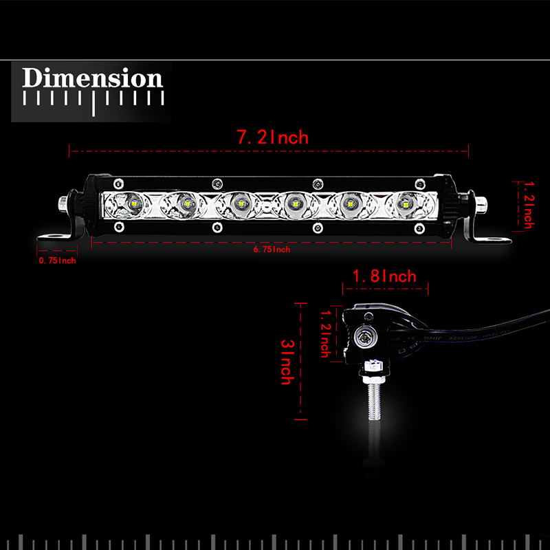 1PC Off-road 7inch LED Work Light Bar Spot Light Bulbs 18W Driving Fog Lamp For Jeep Wrangler Vehicles ATV Boat Truck SUV
