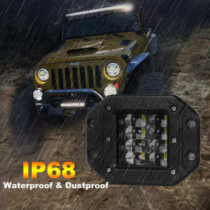 2pc 5 inch 24W6D lens LED small square light For Car Flush Mount LED Work Light Bar  Truck Offroad Boat Atv Spot Beam LED Pods Driving Fog Light